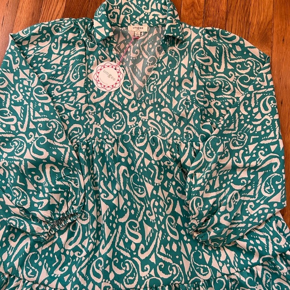 Umgee Teal/White Tiered Sundress - Picture 2 of 8